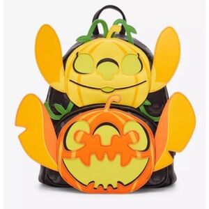 Loungefly Disney Stitch and Jack O Lantern Angel Glow in the Dark Backpack